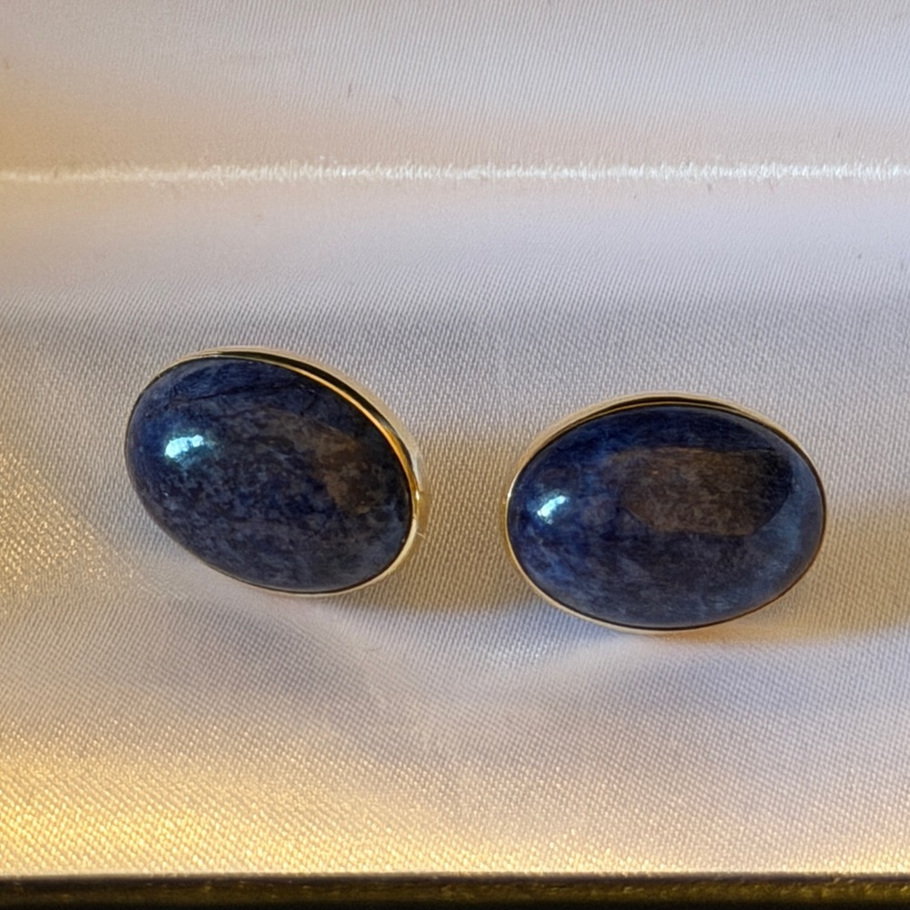 Gorgeous Oval Lapis Earrings 14k